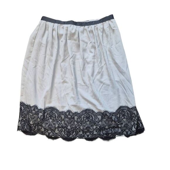 Jody California Women's Silver Poly & Black Lace Lined Slip Skirt NEW NWT - Picture 2 of 13